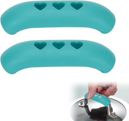 Silicone Assist Handle Holders for Cast Iron, Frying Pans, Skillets - Heat Resistant, Non-Slip Grips - Easy Installation - Set of 2 (Blue)