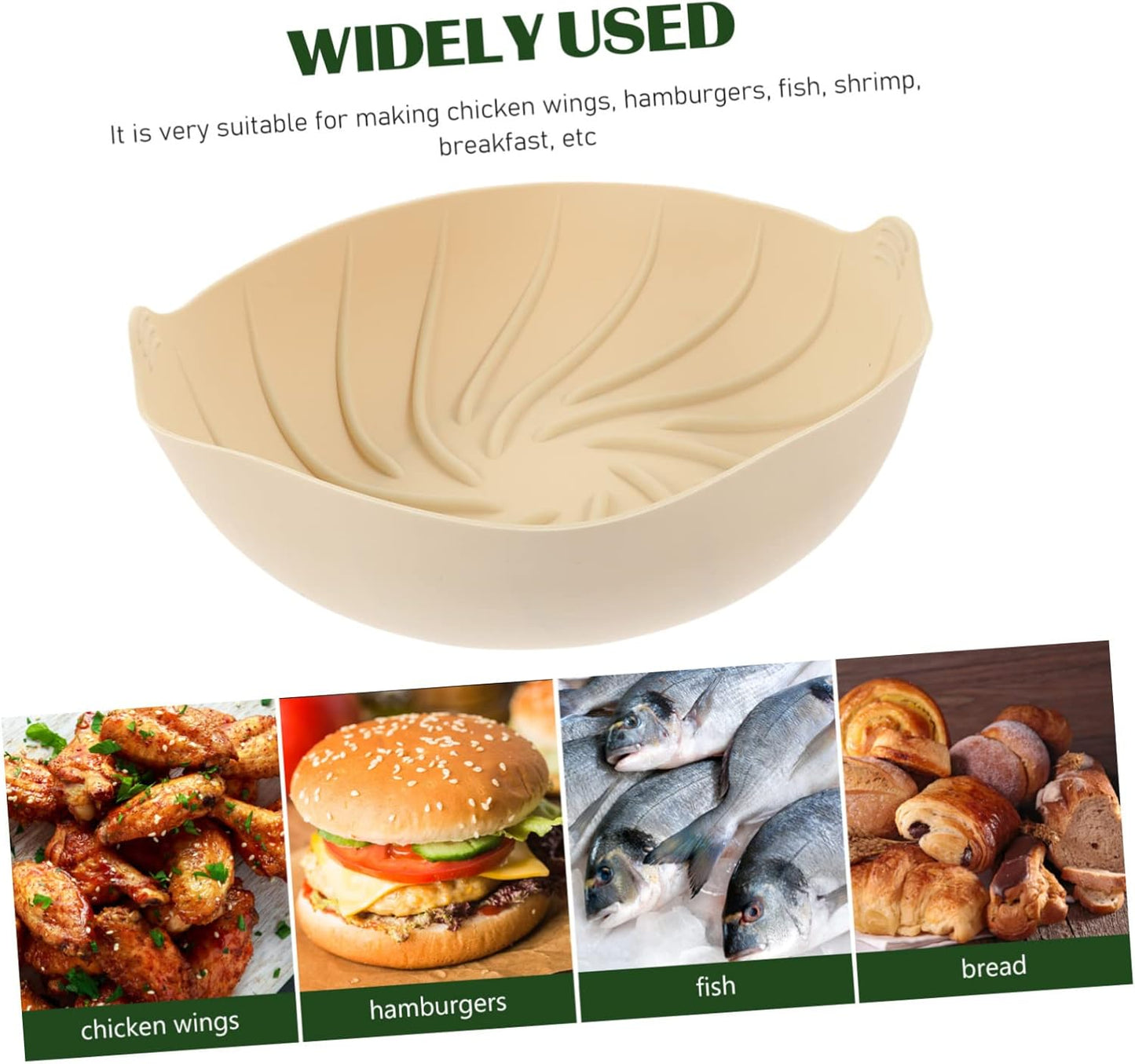 Silicone Baking Pot and Heat-Resistant Liner Set for Air Fryer, Oven, and Microwave - Milky Color