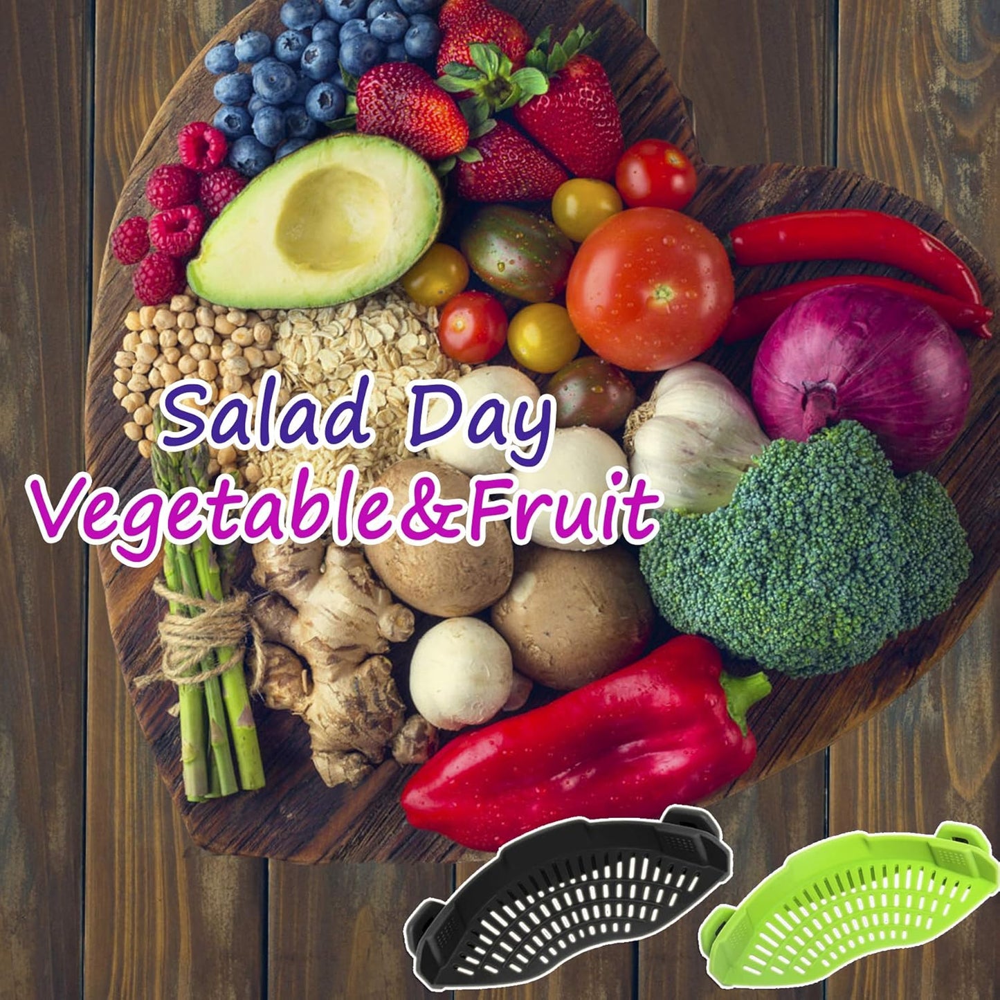 Silicone Clip-On Strainer for Pots and Pans - Pasta, Meat, Vegetables, Fruit - Gray Kitchen Colander