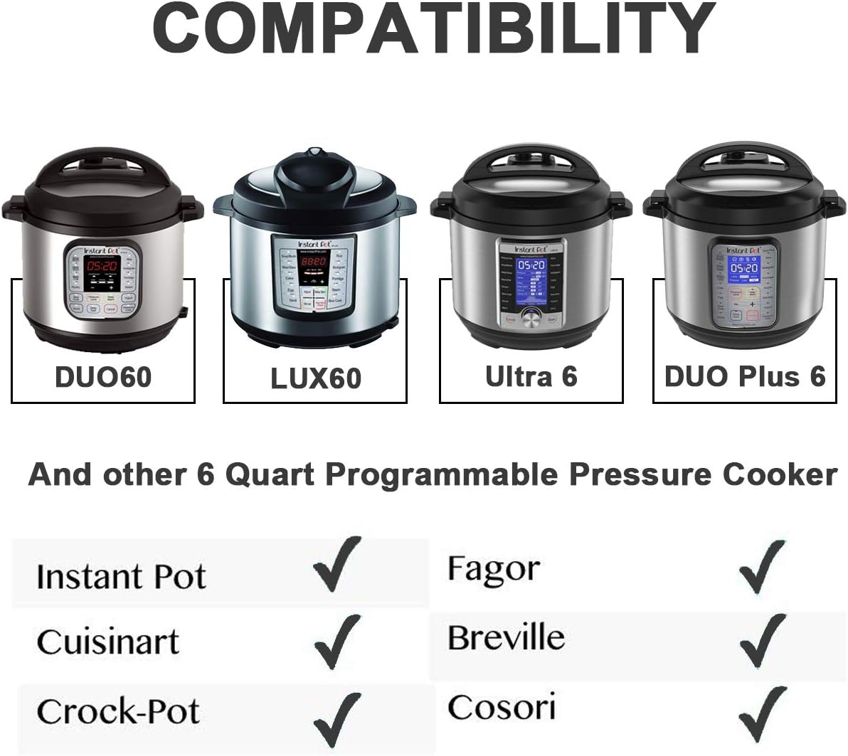 Silicone Food Storage Lid for Instant Pot 5 & 6-Quart Models - Compatible with All Instant Pot Inner Pots - 6 Qt