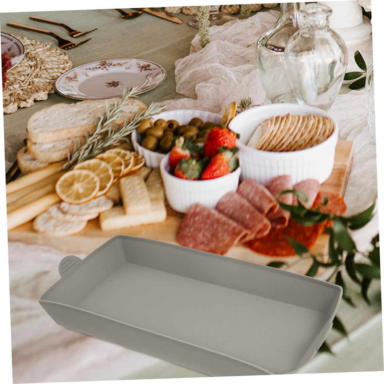 Silicone Mini Cake Pan and Bread Loaf Baking Set for Toaster Oven - 2pcs Rectangular Bakeware Tray