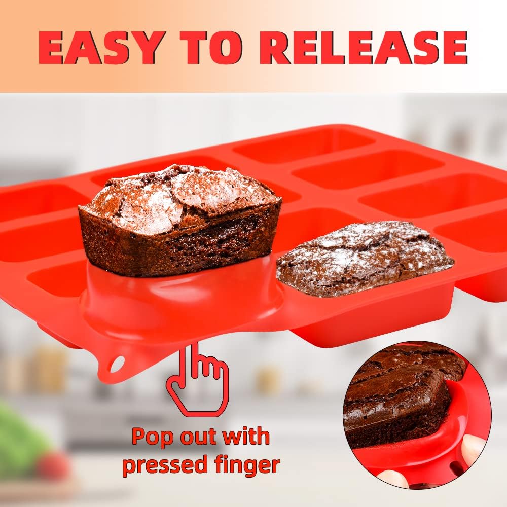 Silicone Mini Loaf Pan for Baking Brownies, Bread, and Cheesecake - 12 Cavities Nonstick Food Grade Bakeware
