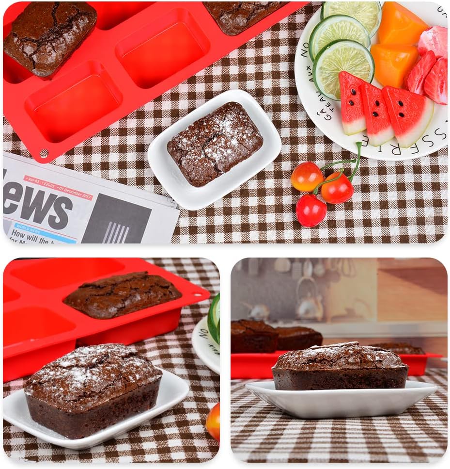 Silicone Mini Loaf Pan for Baking Brownies, Bread, and Cheesecake - 12 Cavities Nonstick Food Grade Bakeware