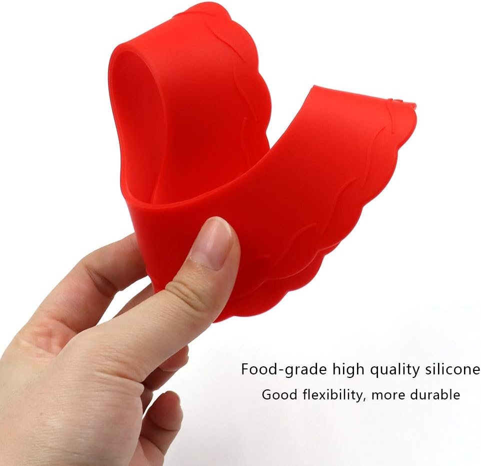 Silicone Mini Pie Crust Shields Set of 4, Baking Pan Protectors for 4-6 inch Pies (Red)