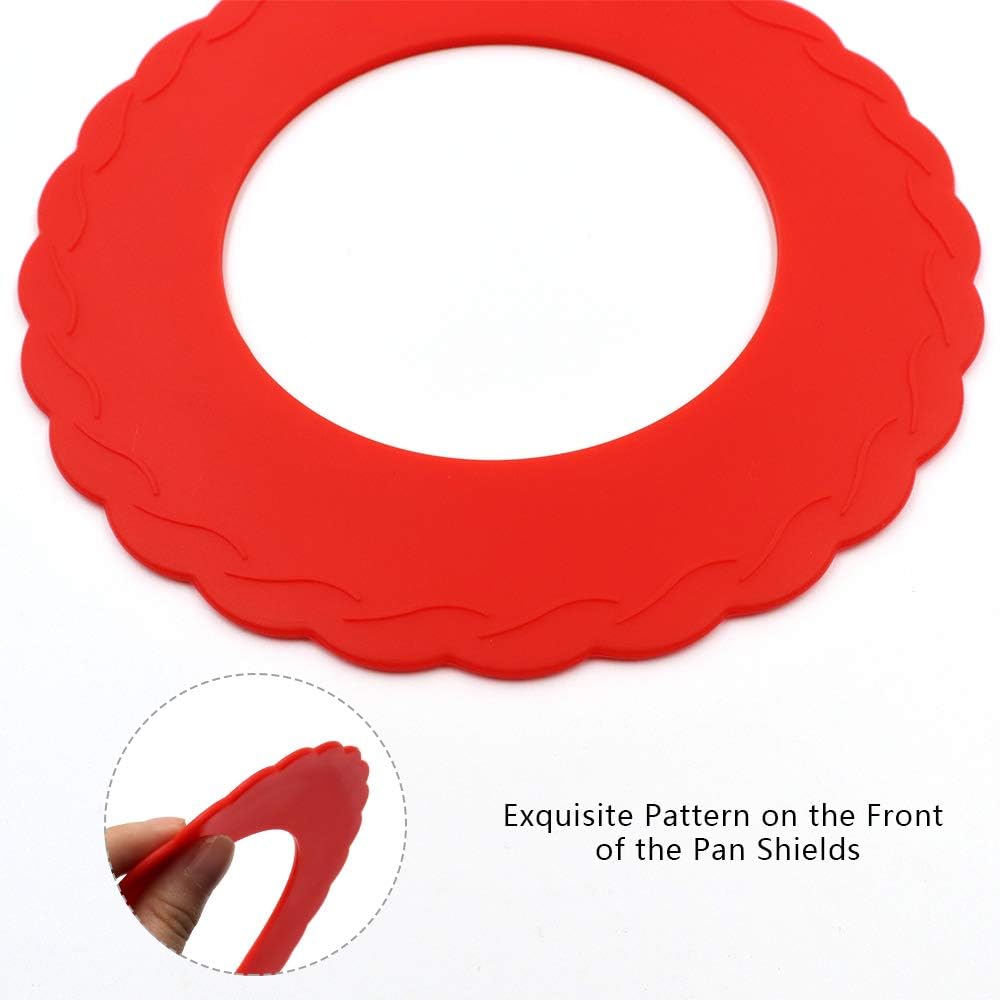 Silicone Mini Pie Crust Shields Set of 4, Baking Pan Protectors for 4-6 inch Pies (Red)