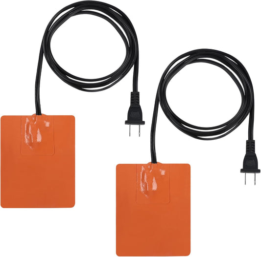 Silicone Pad Heater for Car Engine Oil Pan - 4 * 5in with Thermal Protector & 68" Power Cord - Self-adhesive Warmer for Automotive - 2pcs