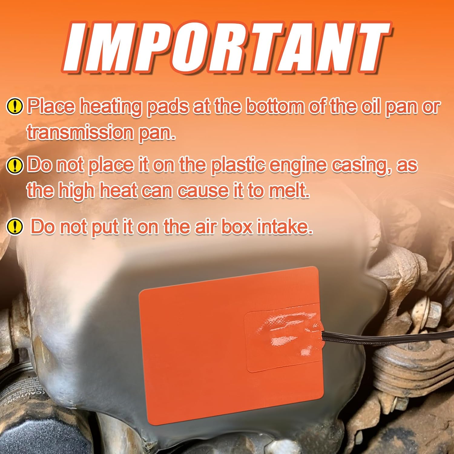 Silicone Pad Heater for Car Engine Oil Pan - 4 * 5in with Thermal Protector & 68" Power Cord - Self-adhesive Warmer for Automotive - 2pcs