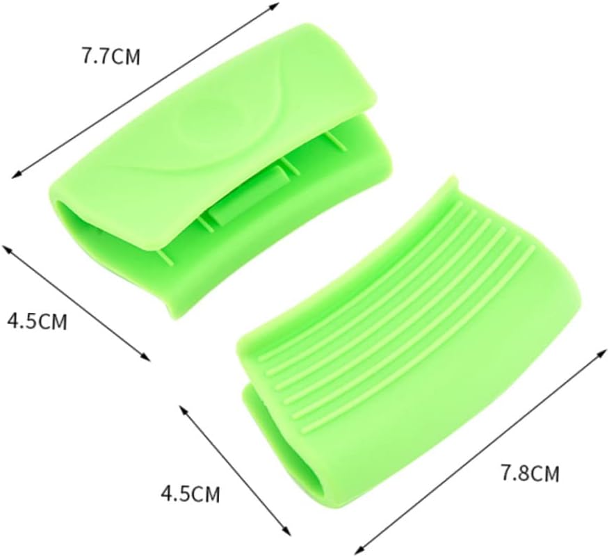 Silicone Pot Handle Covers - 2 Pairs Heat Insulation for Cookware Skillet Pan - Green