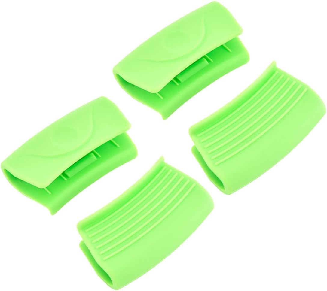 Silicone Pot Handle Covers - 2 Pairs Heat Insulation for Cookware Skillet Pan - Green