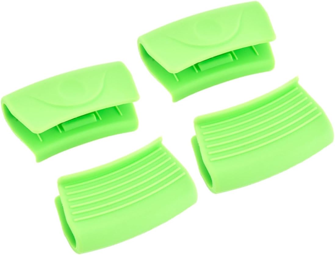 Silicone Pot Handle Covers - 2 Pairs Heat Insulation for Cookware Skillet Pan - Green