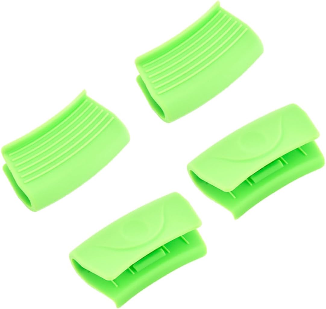 Silicone Pot Handle Covers - 2 Pairs Heat Insulation for Cookware Skillet Pan - Green