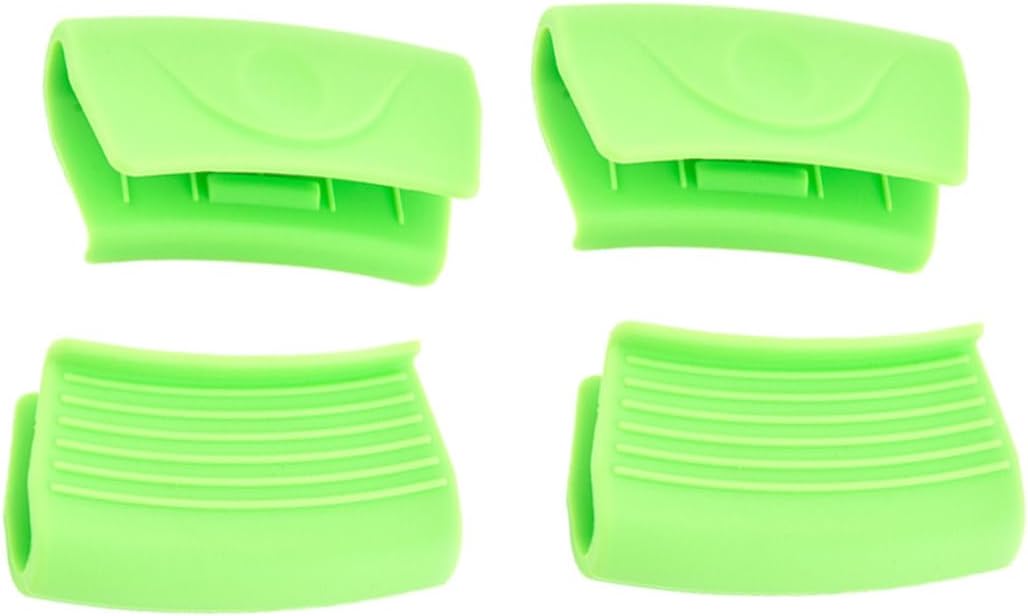 Silicone Pot Handle Covers - 2 Pairs Heat Insulation for Cookware Skillet Pan - Green