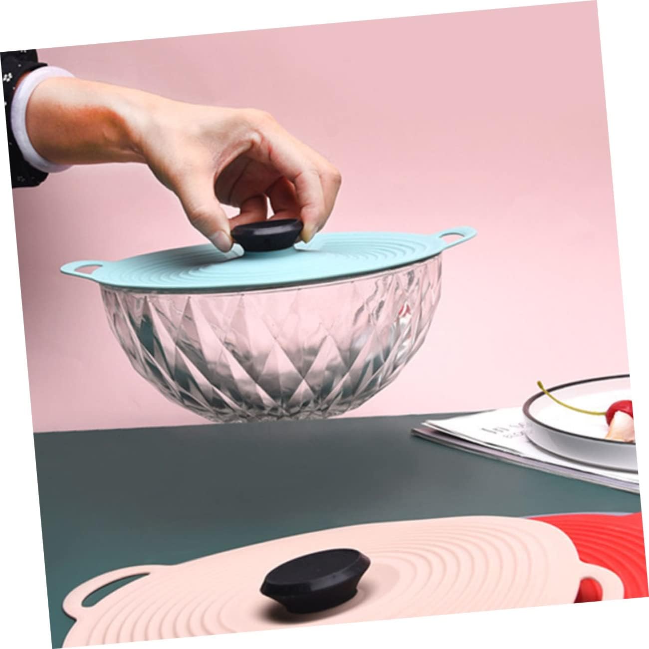 Silicone Pot Lid Set - Reusable Covers for Bowls, Pans, and Microwave - Anti-Scald Silicone Preservation Covers