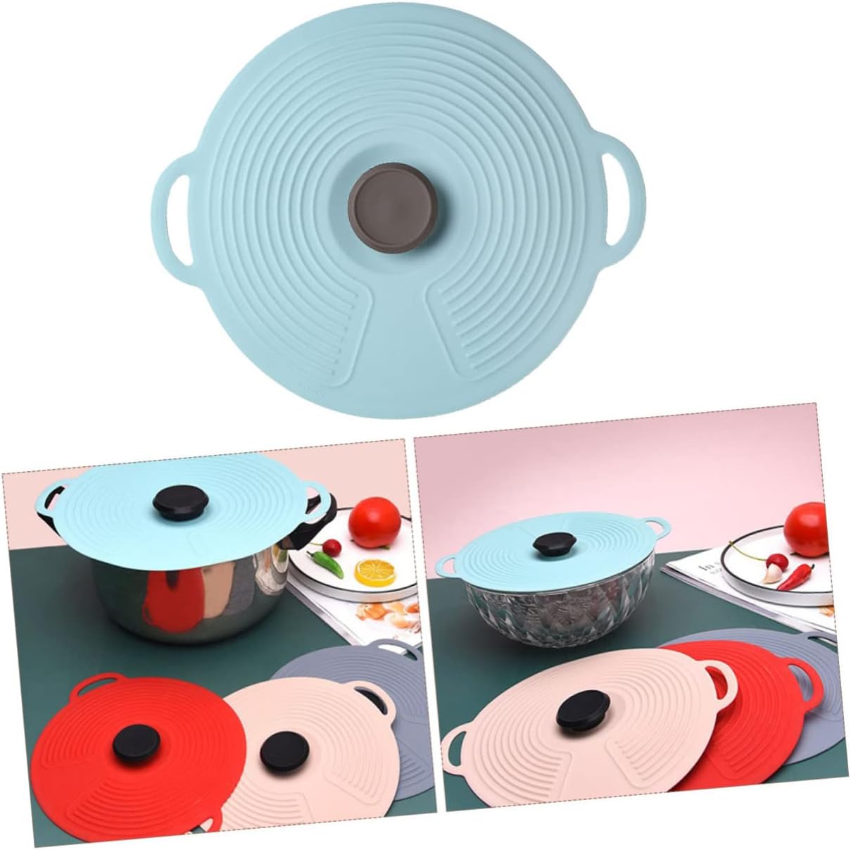 Silicone Pot Lid Set - Reusable Covers for Bowls, Pans, and Microwave - Anti-Scald Silicone Preservation Covers