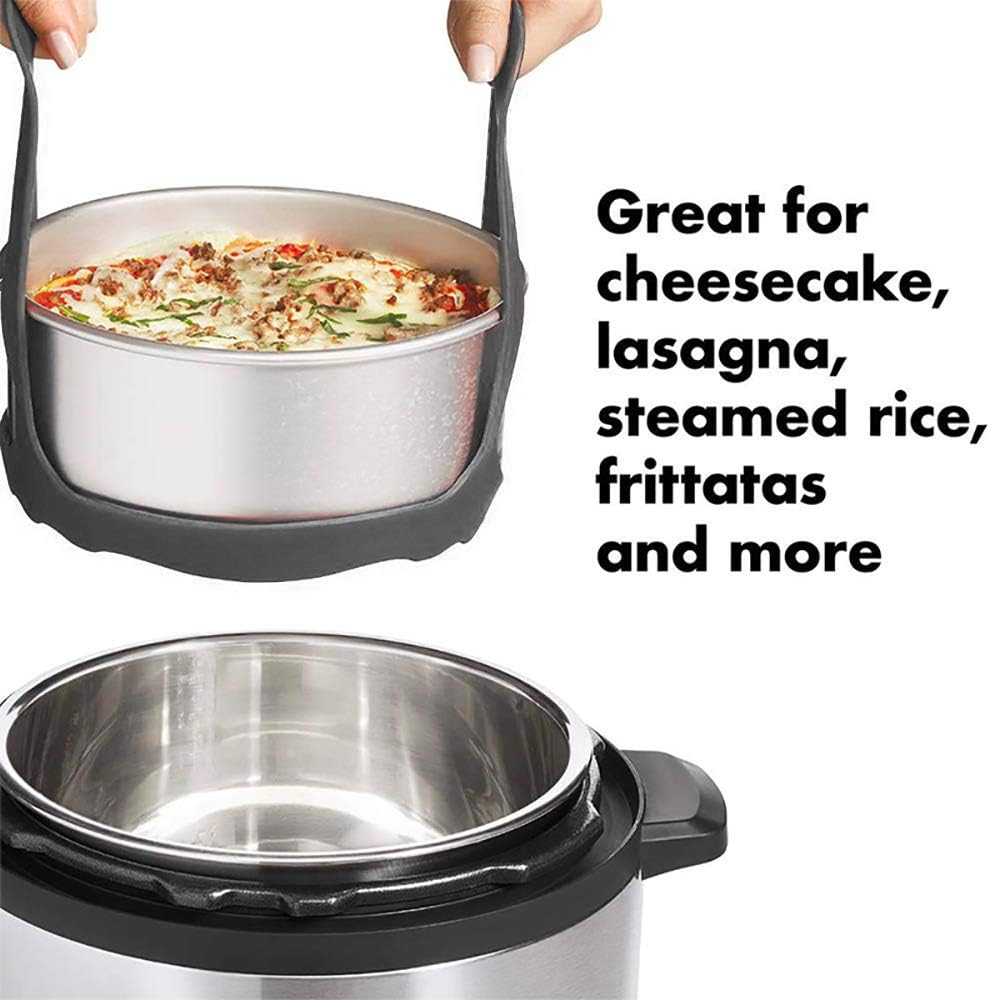 Silicone Pressure Cooker Sling for 6 Qt/8 Qt Instant Pot & Ninja Foodi - Anti-Scald Bakeware Lifter Rack - BPA-Free Egg Steamer Rack - Gray