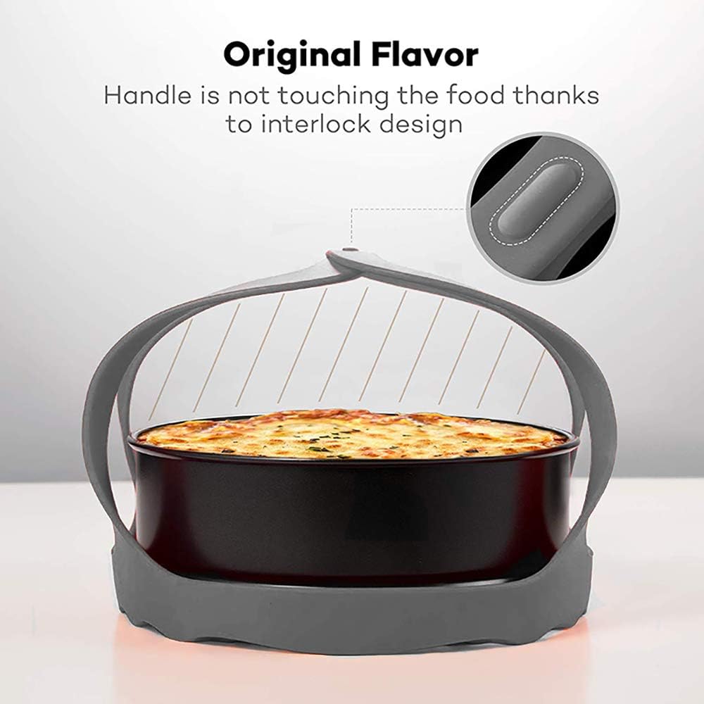 Silicone Pressure Cooker Sling for 6 Qt/8 Qt Instant Pot & Ninja Foodi - Anti-Scald Bakeware Lifter Rack - BPA-Free Egg Steamer Rack - Gray