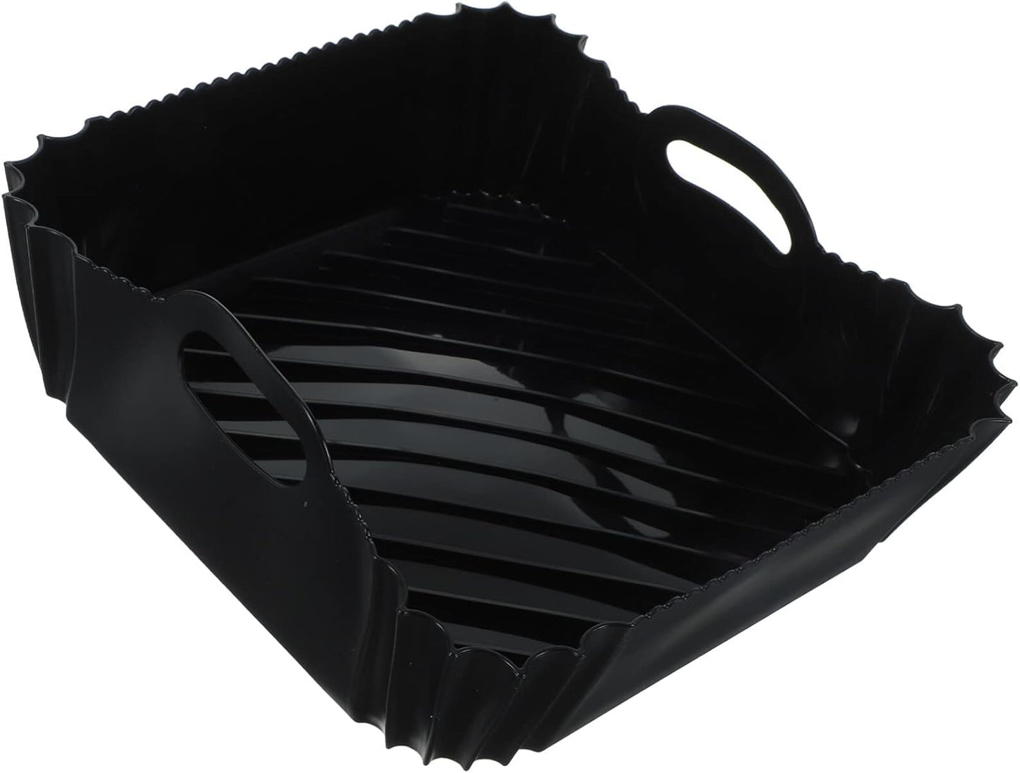 Silicone Reusable Air Fryer Liner with Double Handles - Non-Stick Black Pot Replacement for Easy Cleaning - Air Fryer Accessories