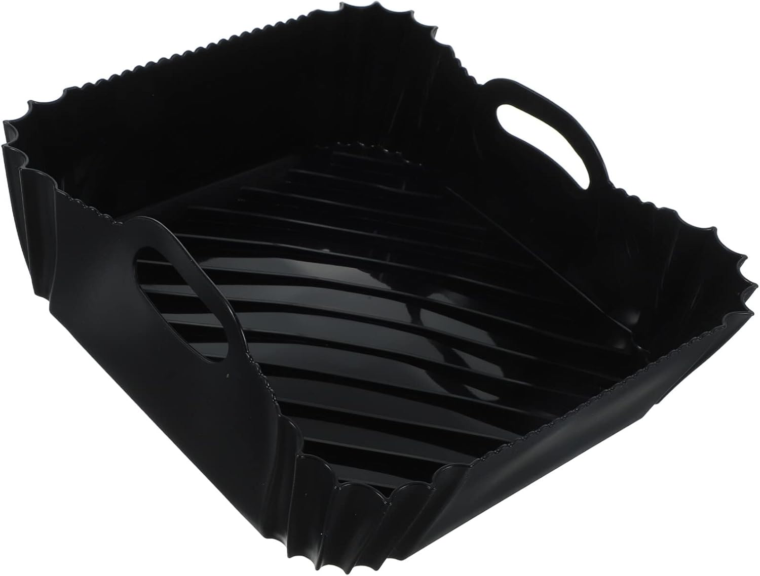 Silicone Reusable Air Fryer Liner with Double Handles - Non-Stick Black Pot Replacement for Easy Cleaning - Air Fryer Accessories