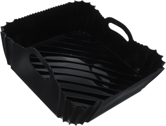 Silicone Reusable Air Fryer Liner with Double Handles - Non-Stick Black Pot Replacement for Easy Cleaning - Air Fryer Accessories