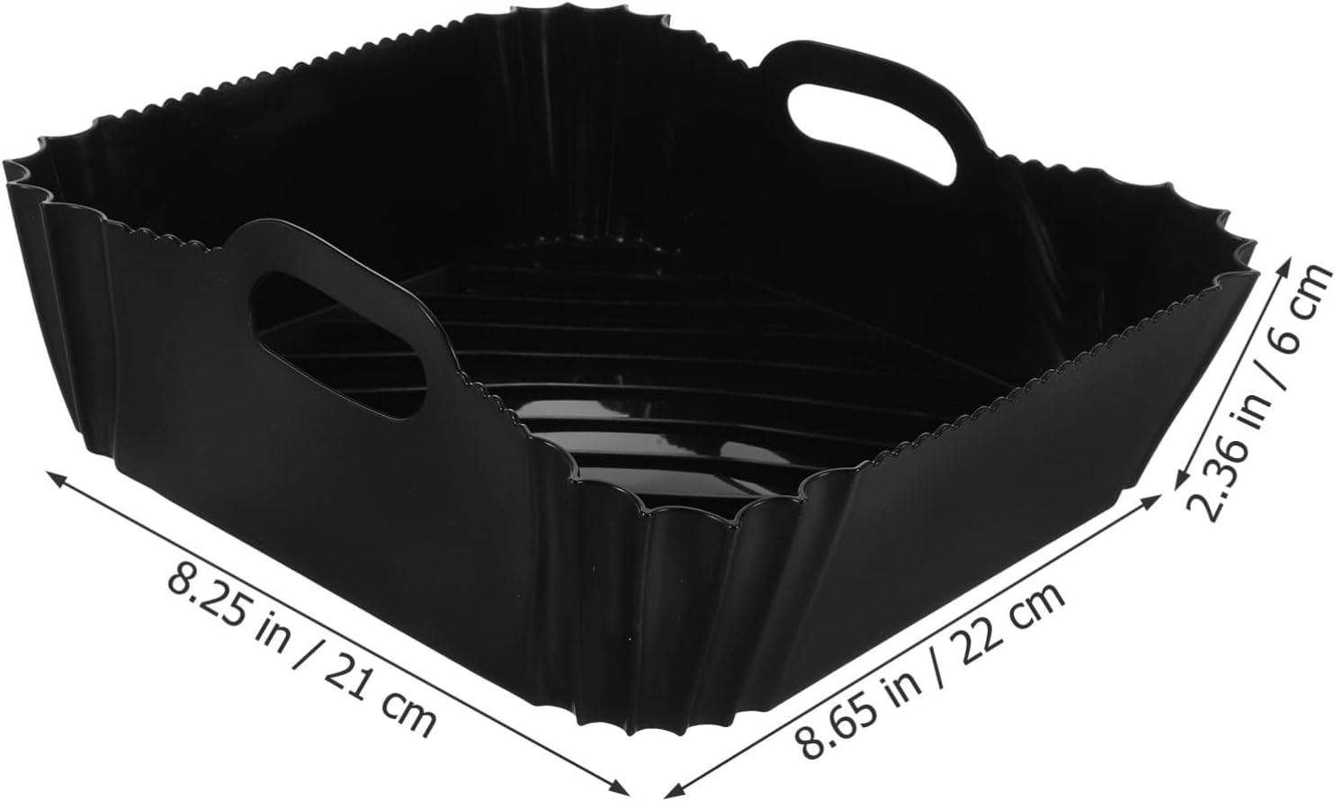 Silicone Reusable Air Fryer Liner with Double Handles - Non-Stick Black Pot Replacement for Easy Cleaning - Air Fryer Accessories