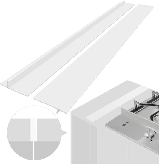 Silicone Stove Counter Gap Cover (2 Pack) - Heat Resistant Kitchen Filler for Counters, Ovens, Stovetops, and Appliances - Easy to Clean - 21in White