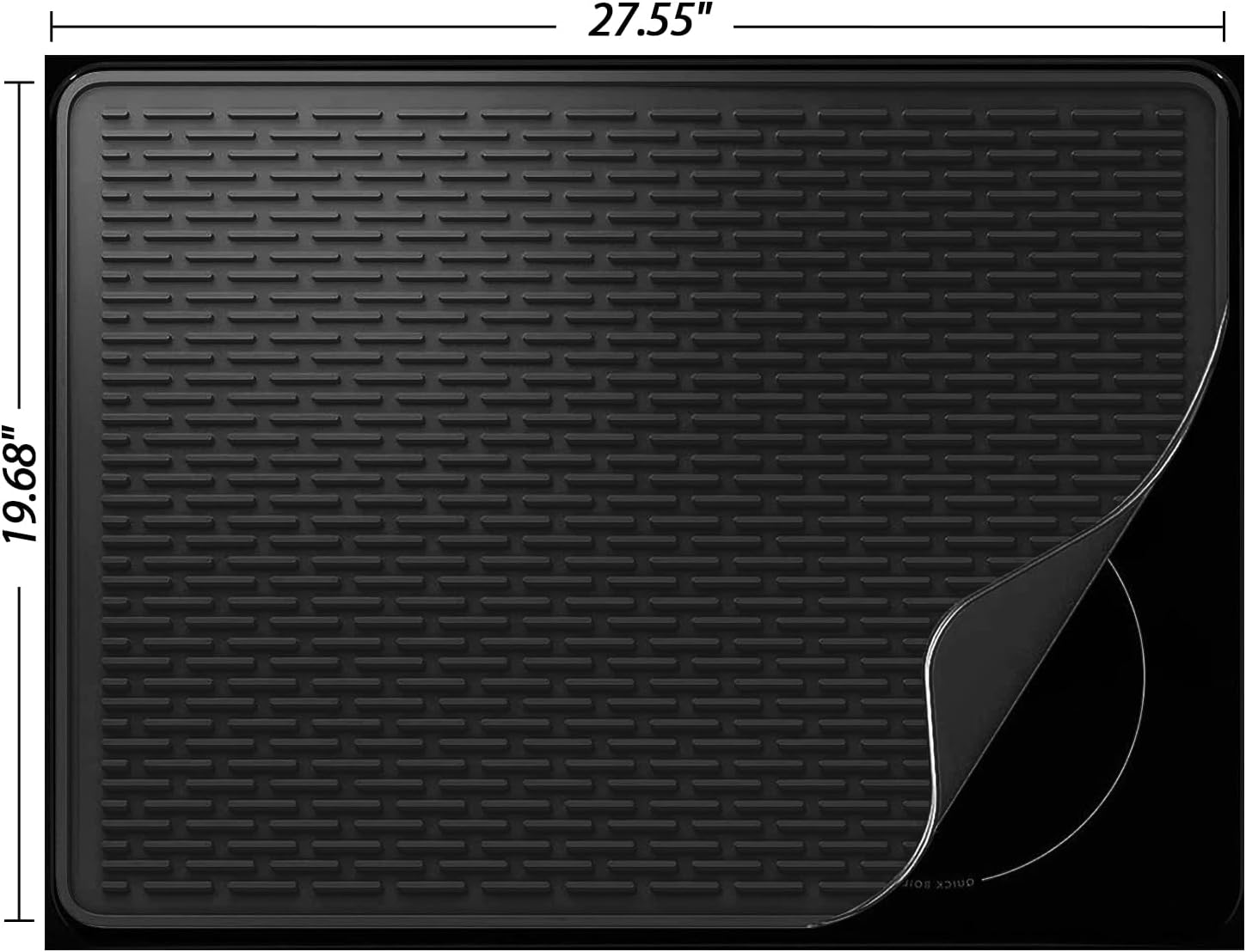 Silicone Stove Top Cover for Glass Electric Stove - XL Range Protector & Dish Drying Mat (Black, 28 x 20)