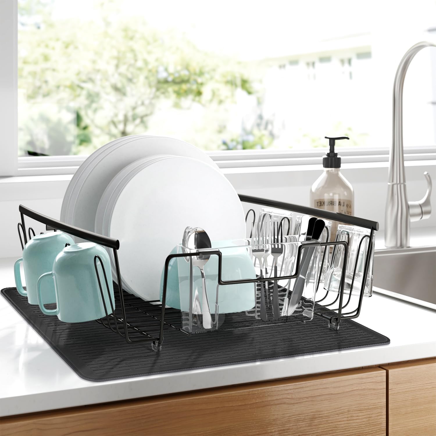 Silicone Stove Top Cover for Glass Electric Stove - XL Range Protector & Dish Drying Mat (Black, 28 x 20)