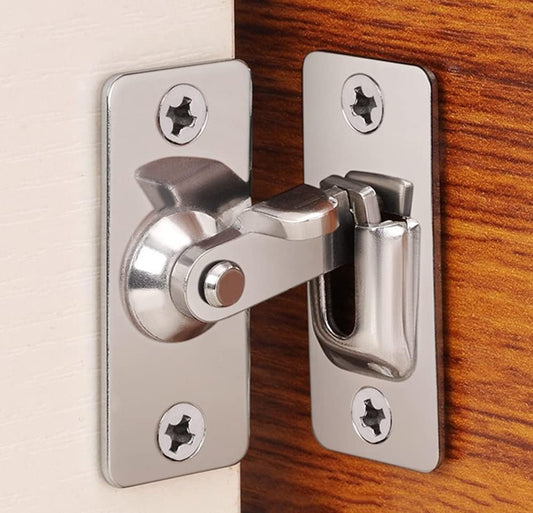 Silver 90 Degree Right Angle Door Lock Bolt for Sliding Doors & Windows - Cam Lock Lever Bolt Storage Pocket Lock