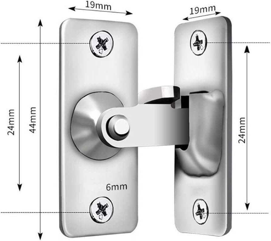 Silver 90 Degree Right Angle Door Lock Bolt for Sliding Doors & Windows - Cam Lock Lever Bolt Storage Pocket Lock