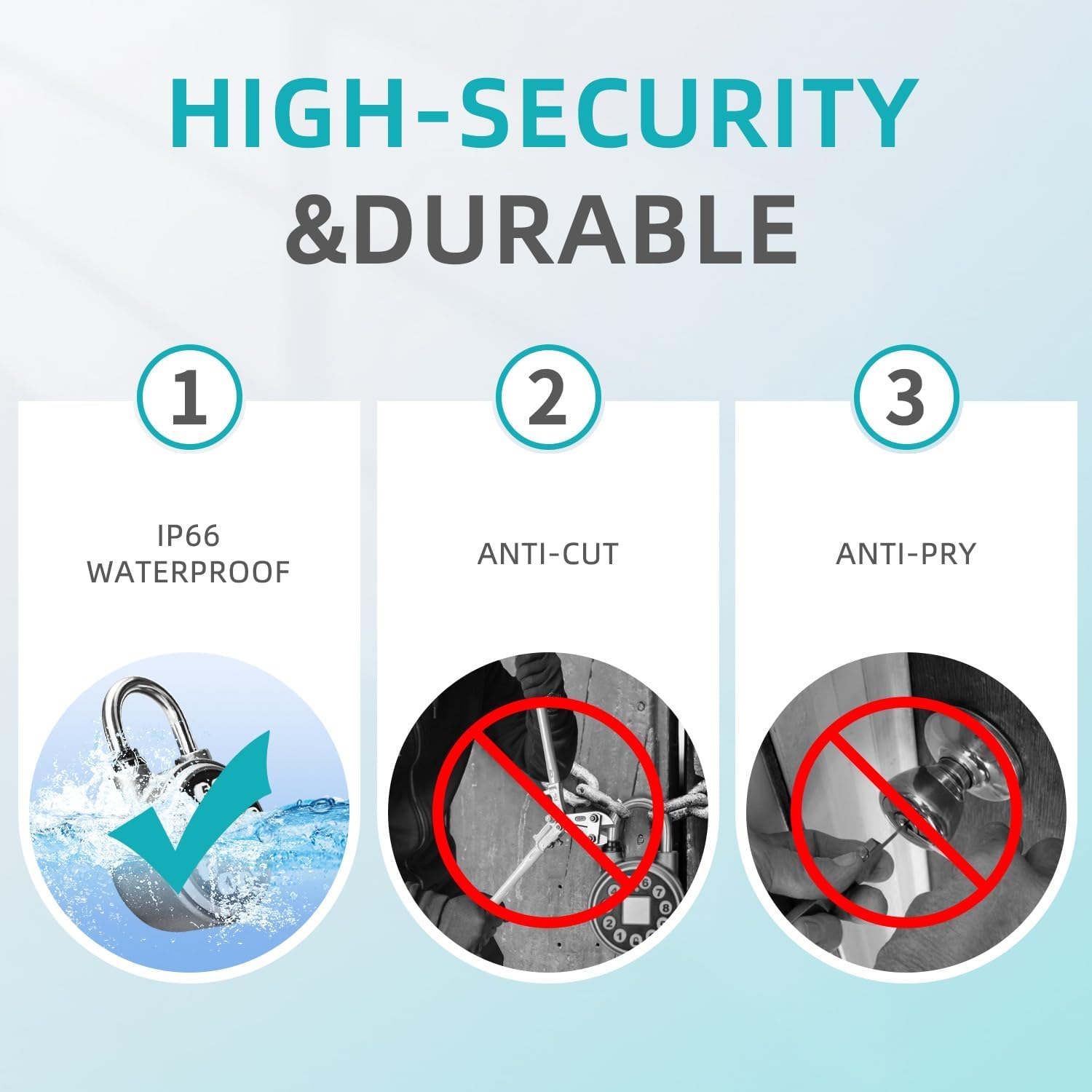 Silver Bluetooth Fingerprint Padlock with Code, Water Resistant Smart Lock for Gyms, Bicycles, Schools, Luggage - SFW Smart Padlock - WildKart