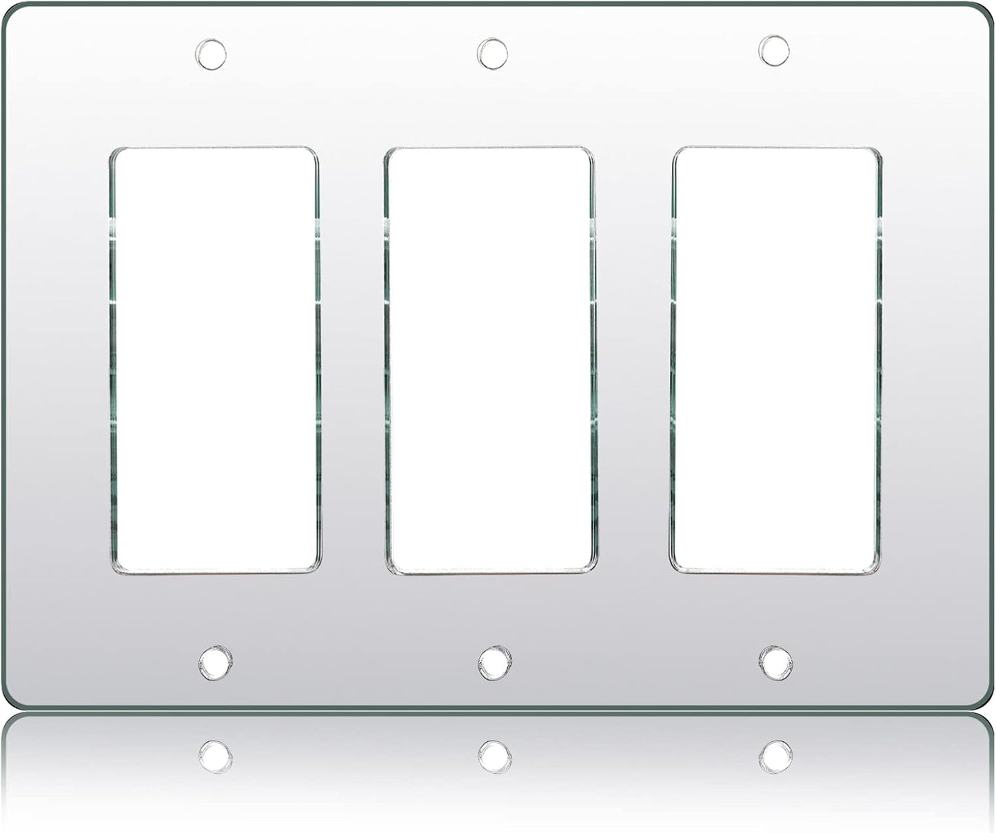 Silver Mirrored Switch Light Switch Plate Cover - Durable Acrylic Decorative Triple Rocker Wall Plate - 1 Piece