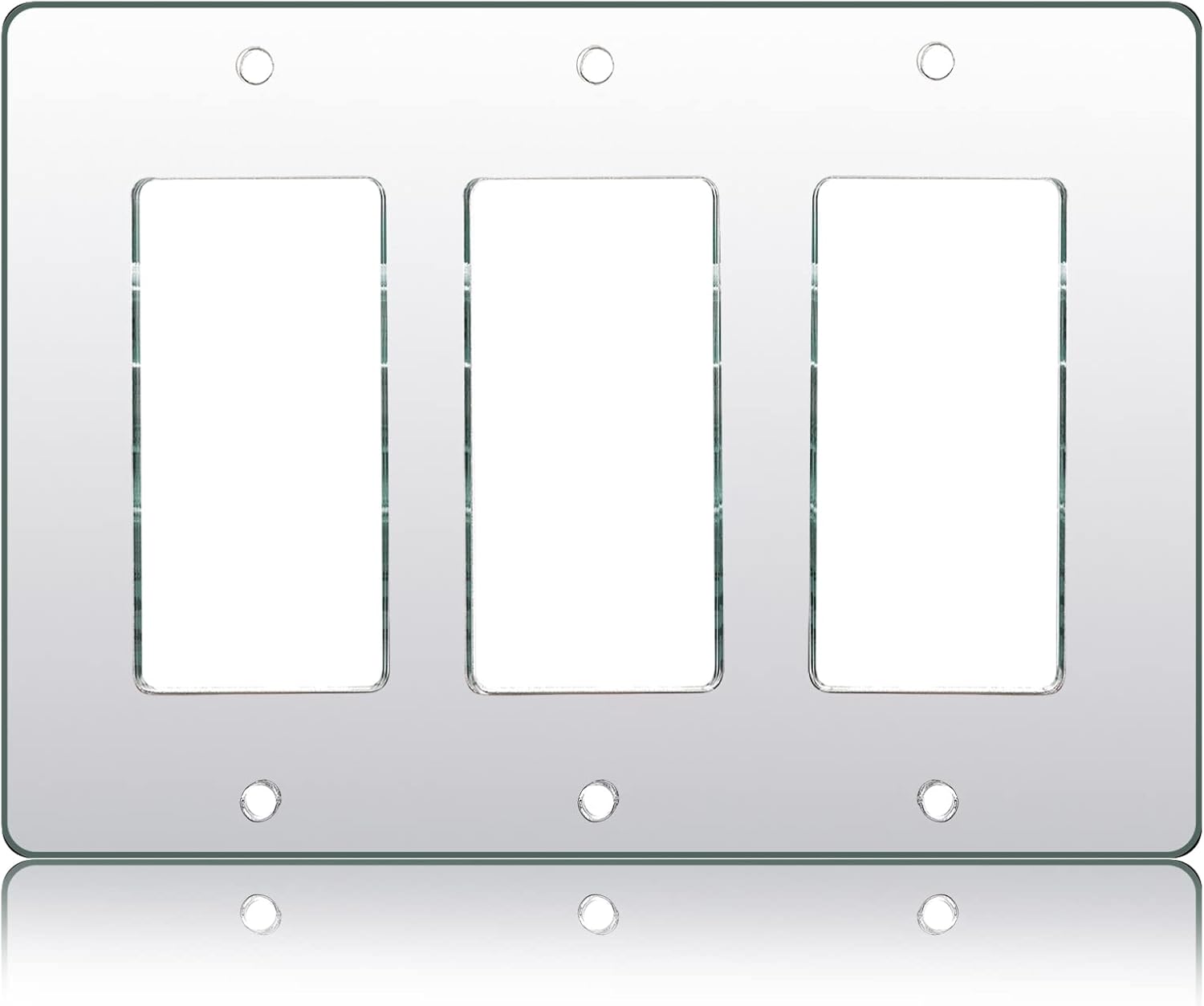 Silver Mirrored Switch Light Switch Plate Cover - Durable Acrylic Decorative Triple Rocker Wall Plate - 1 Piece