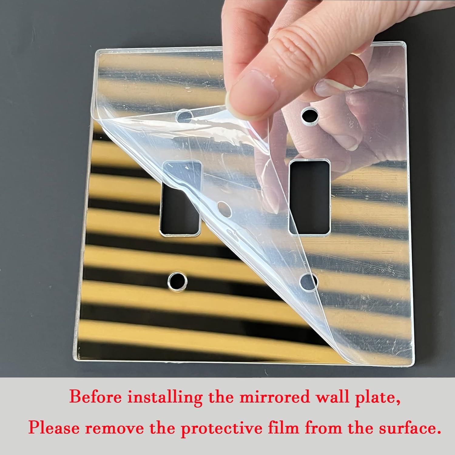 Silver Mirrored Switch Light Switch Plate Cover - Durable Acrylic Decorative Triple Rocker Wall Plate - 1 Piece