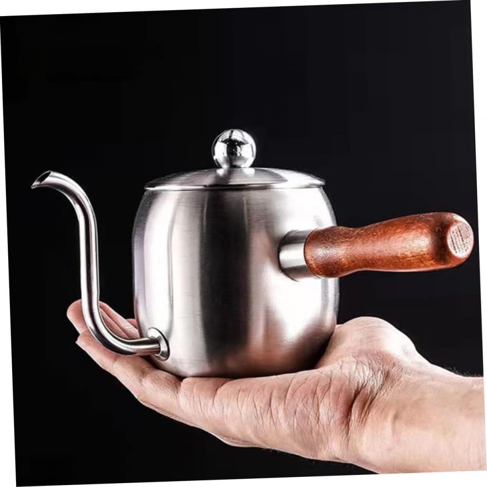 Silver Pour Over Coffee Kettle with Spout for Drip Coffee Making - 18.8x8x8cm