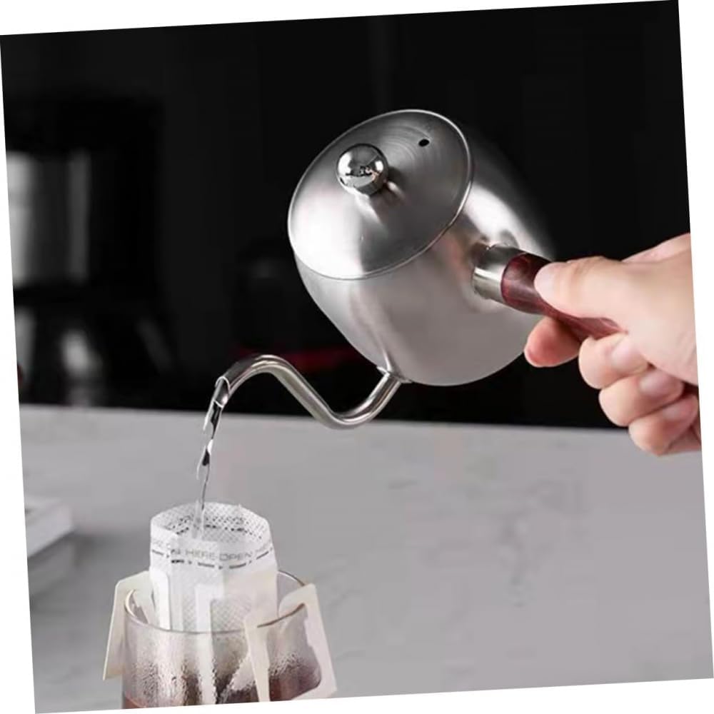 Silver Pour Over Coffee Kettle with Spout for Drip Coffee Making - 18.8x8x8cm