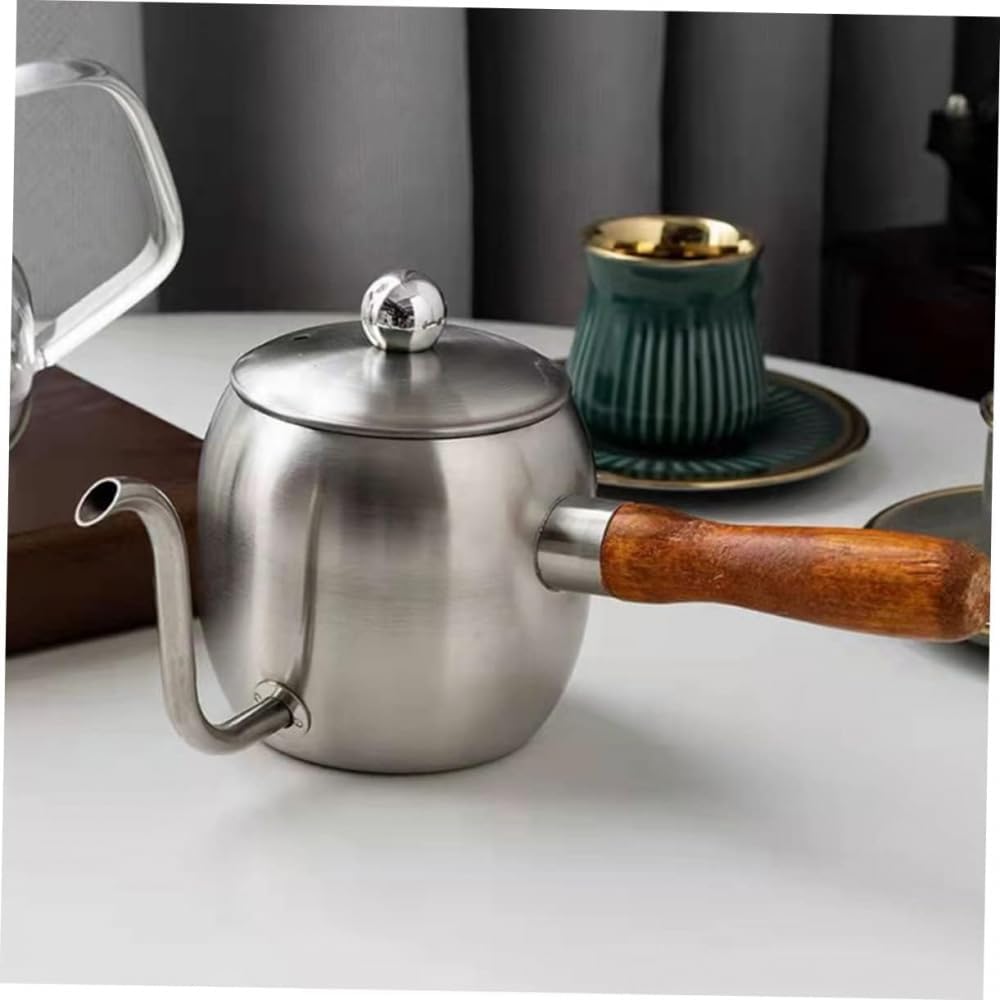Silver Pour Over Coffee Kettle with Spout for Drip Coffee Making - 18.8x8x8cm