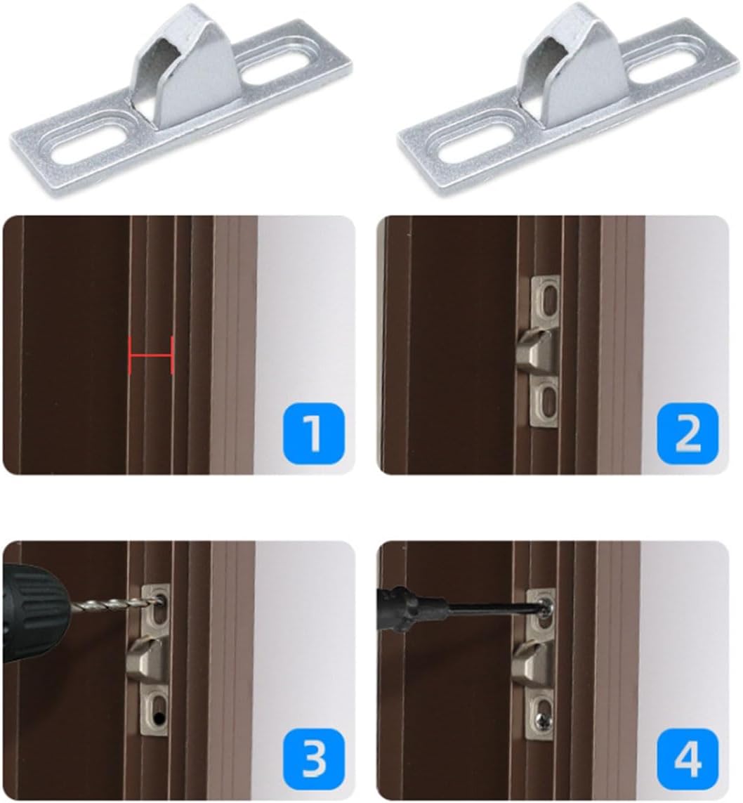 Silver Sliding Door Lock Latch Replacement Kit for Various Sliding Patio Doors - Set of 2