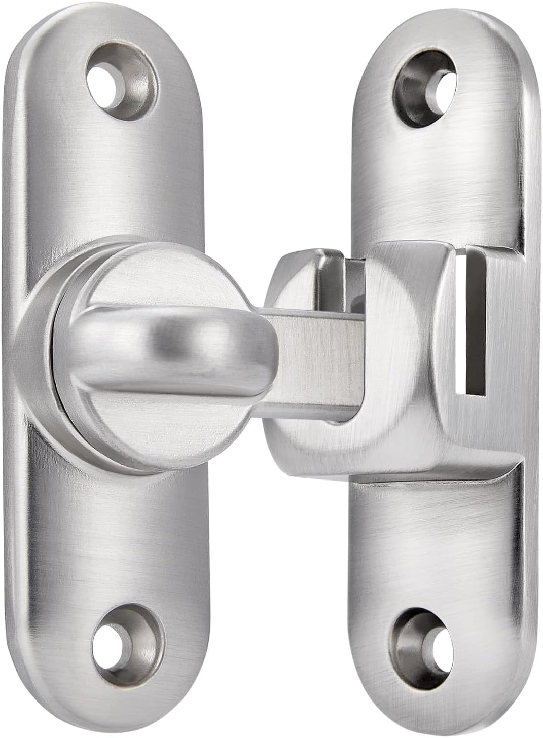 Silvery Zinc Alloy Barn Door Latch Set for Cabinets and Bathrooms, 90/180 Degree Gate Lock, Flip Hardware with Right Angle Security Lock for Sliding Doors.