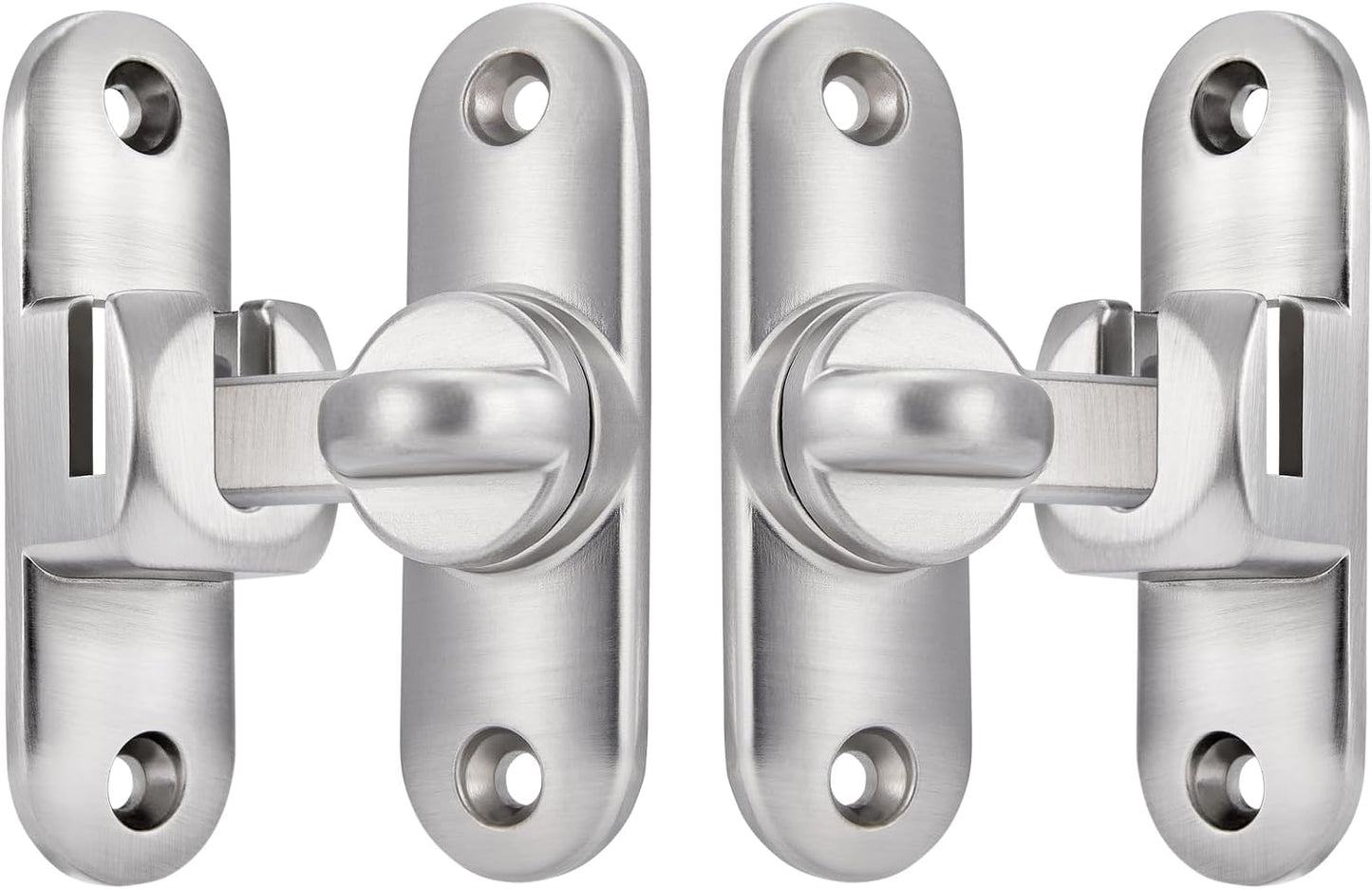 Silvery Zinc Alloy Barn Door Latch Set for Cabinets and Bathrooms, 90/180 Degree Gate Lock, Flip Hardware with Right Angle Security Lock for Sliding Doors.