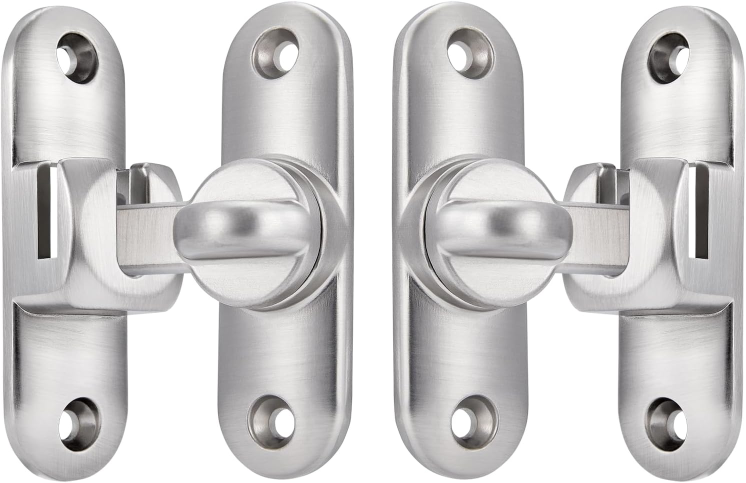 Silvery Zinc Alloy Barn Door Latch Set for Cabinets and Bathrooms, 90/180 Degree Gate Lock, Flip Hardware with Right Angle Security Lock for Sliding Doors.