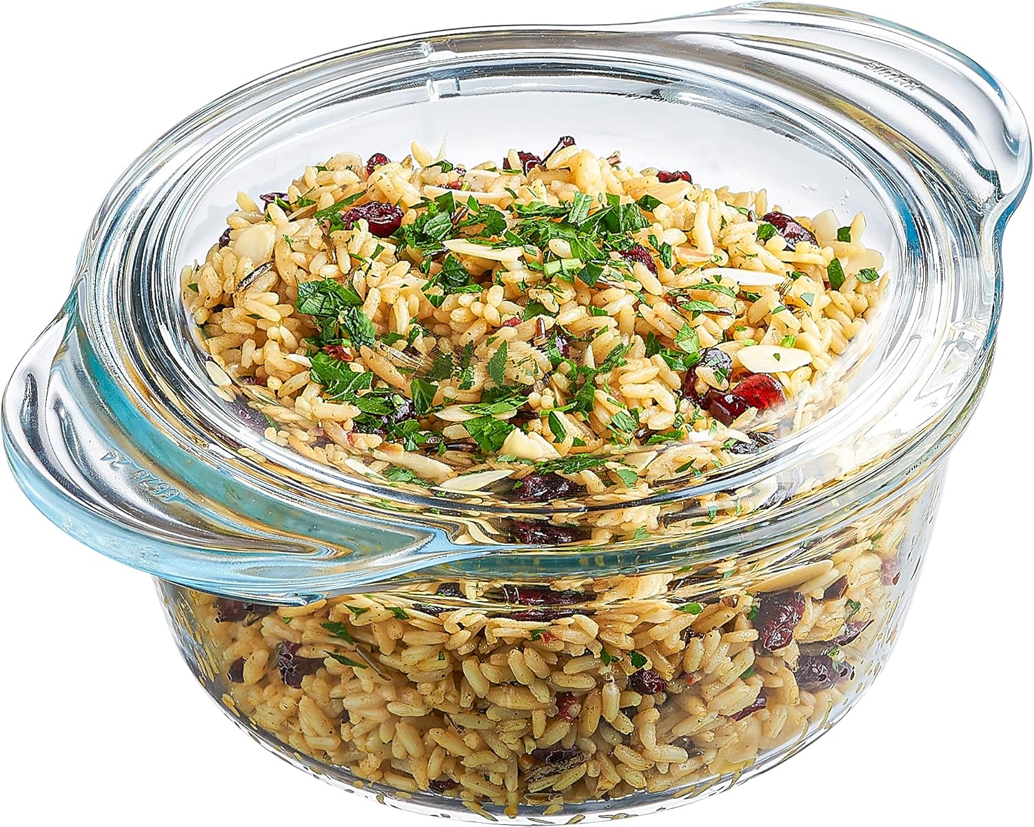 Simax Clear Glass Round Casserole Dish with Lid and Handles - 1.75 Quart Glass Covered Bowl for Cooking, Baking, and Serving - Microwave, Dishwasher, Oven, and Stove Safe Cookware