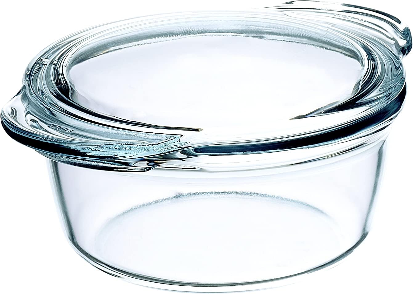 Simax Clear Glass Round Casserole Dish with Lid and Handles - 1.75 Quart Glass Covered Bowl for Cooking, Baking, and Serving - Microwave, Dishwasher, Oven, and Stove Safe Cookware