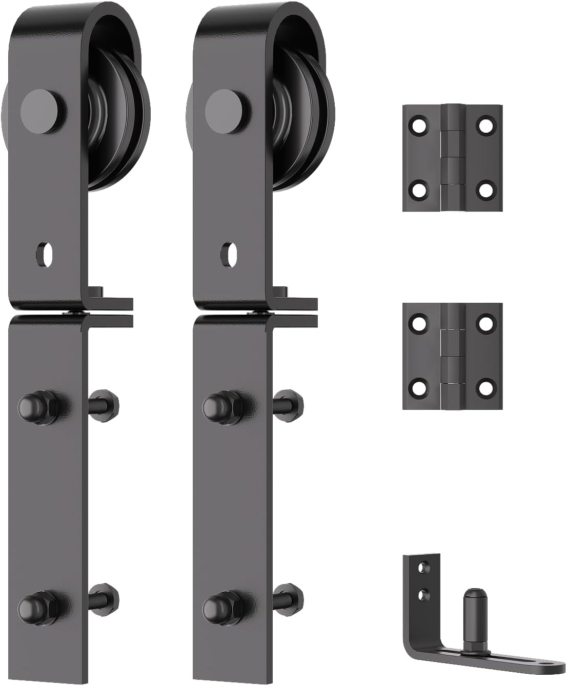 SKYSEN Bifold Barn Door Hardware Roller Set - Fits 2 Bifold Doors, Space-Saving Folding Design, Corrosion-Resistant Black Finish - WildKart