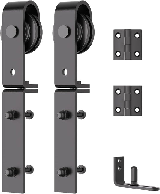 SKYSEN Bifold Barn Door Hardware Roller Set - Fits 2 Bifold Doors, Space-Saving Folding Design, Corrosion-Resistant Black Finish - WildKart