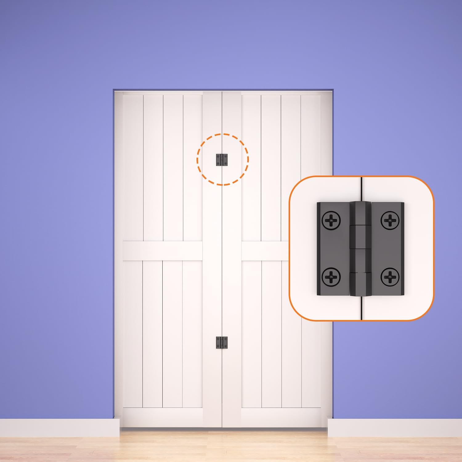 SKYSEN Bifold Barn Door Hardware Roller Set - Fits 2 Bifold Doors, Space-Saving Folding Design, Corrosion-Resistant Black Finish - WildKart
