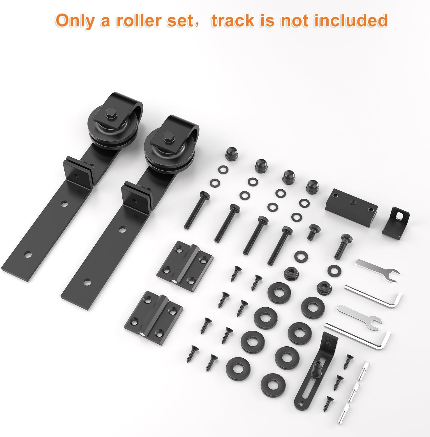 SKYSEN Bifold Barn Door Hardware Roller Set - Fits 2 Bifold Doors, Space-Saving Folding Design, Corrosion-Resistant Black Finish - WildKart