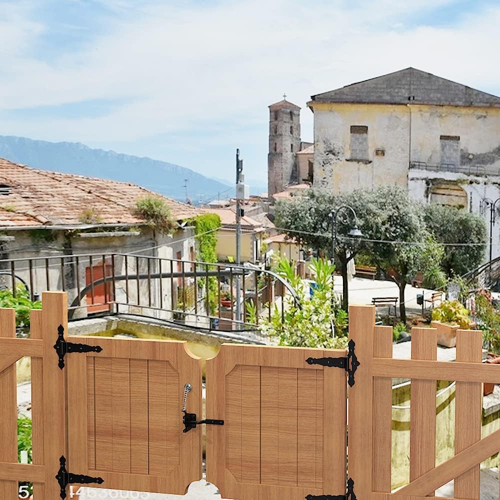 skysen Self Locking Black Fence Gate Latch with Stainless Steel Spring Cable Pull - Post Mount Carbon Steel (JLXSDS-1)