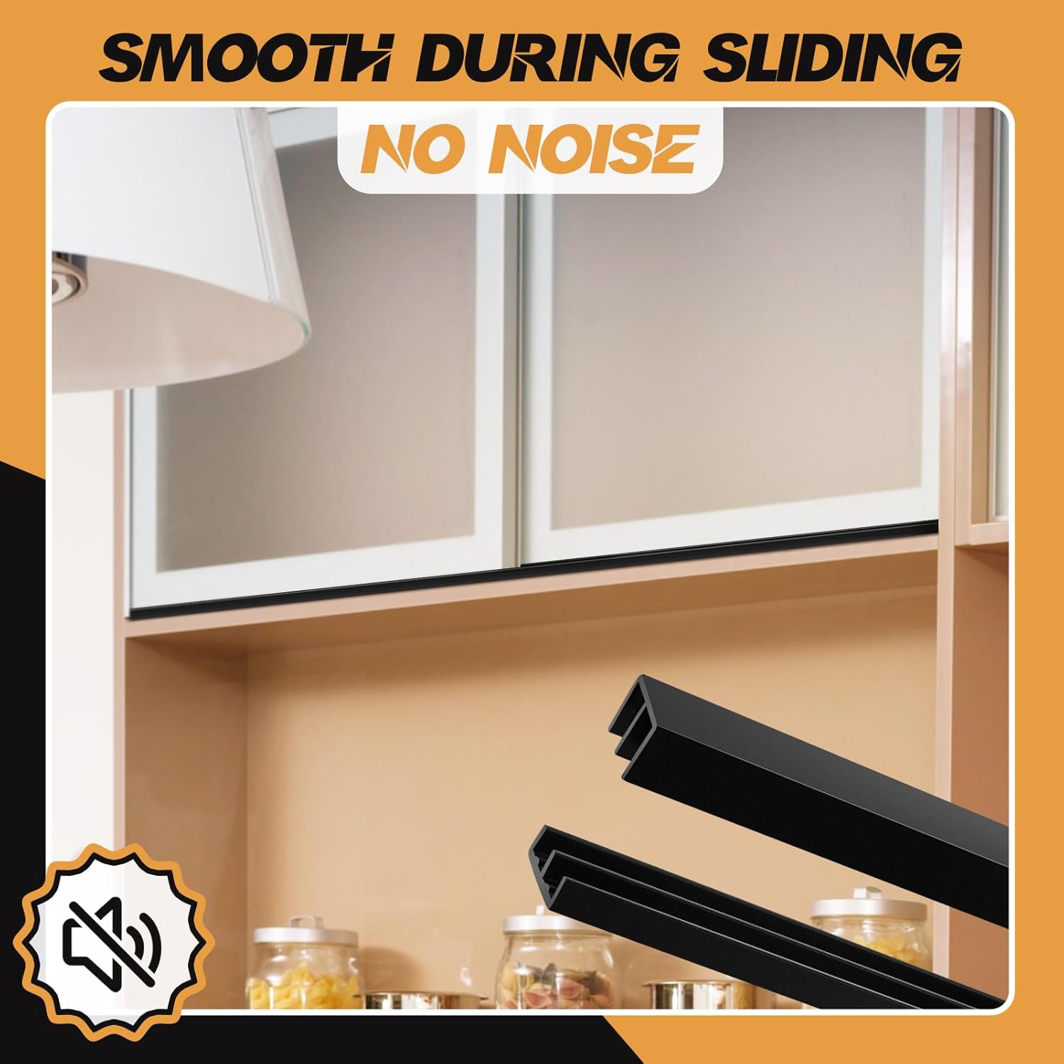 Sliding Door Track Set for 1/4" Thick Glass Panels - Easy Installation - 2 Sets (4ft, Black)