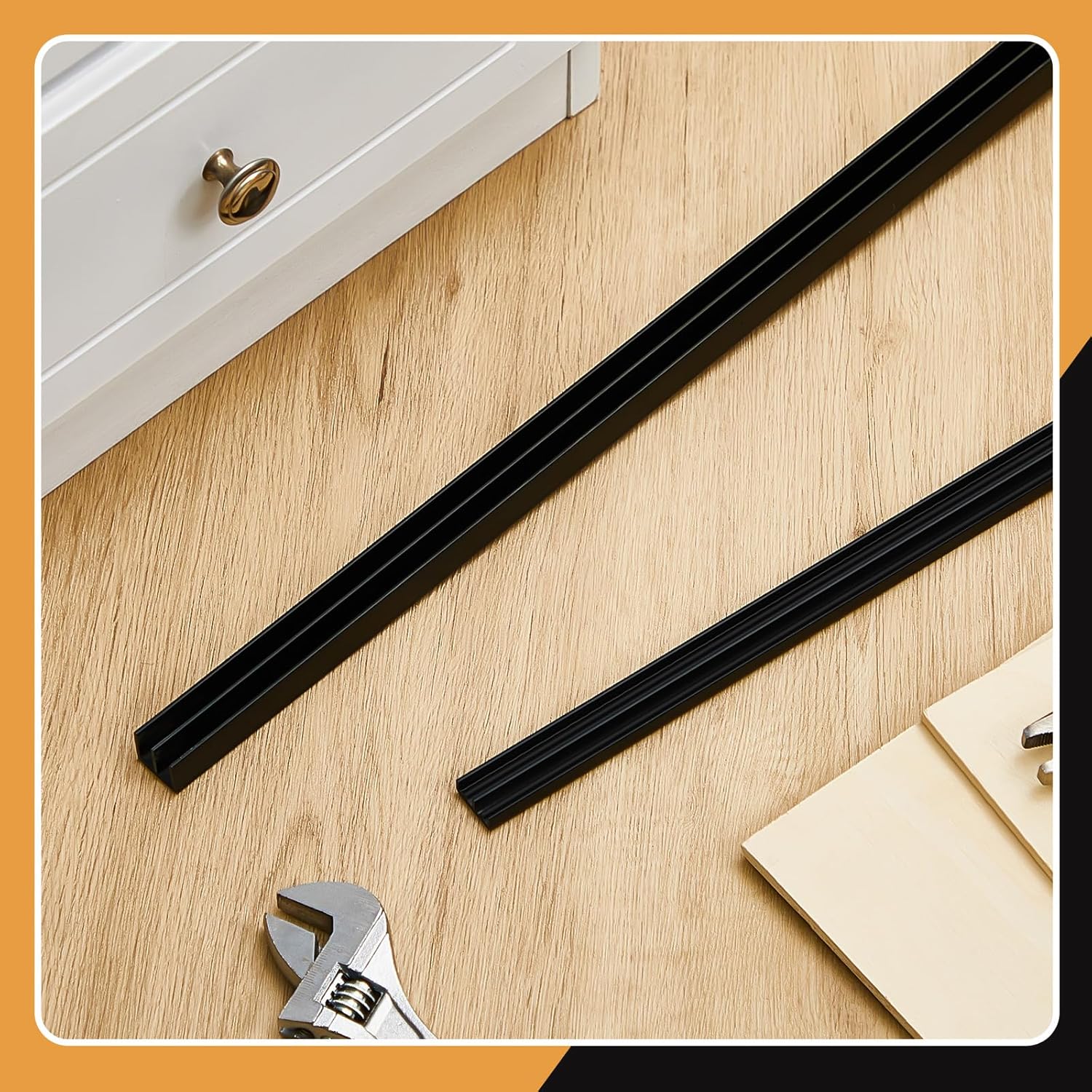 Sliding Door Track Set for 1/4" Thick Glass Panels - Easy Installation - 2 Sets (4ft, Black)