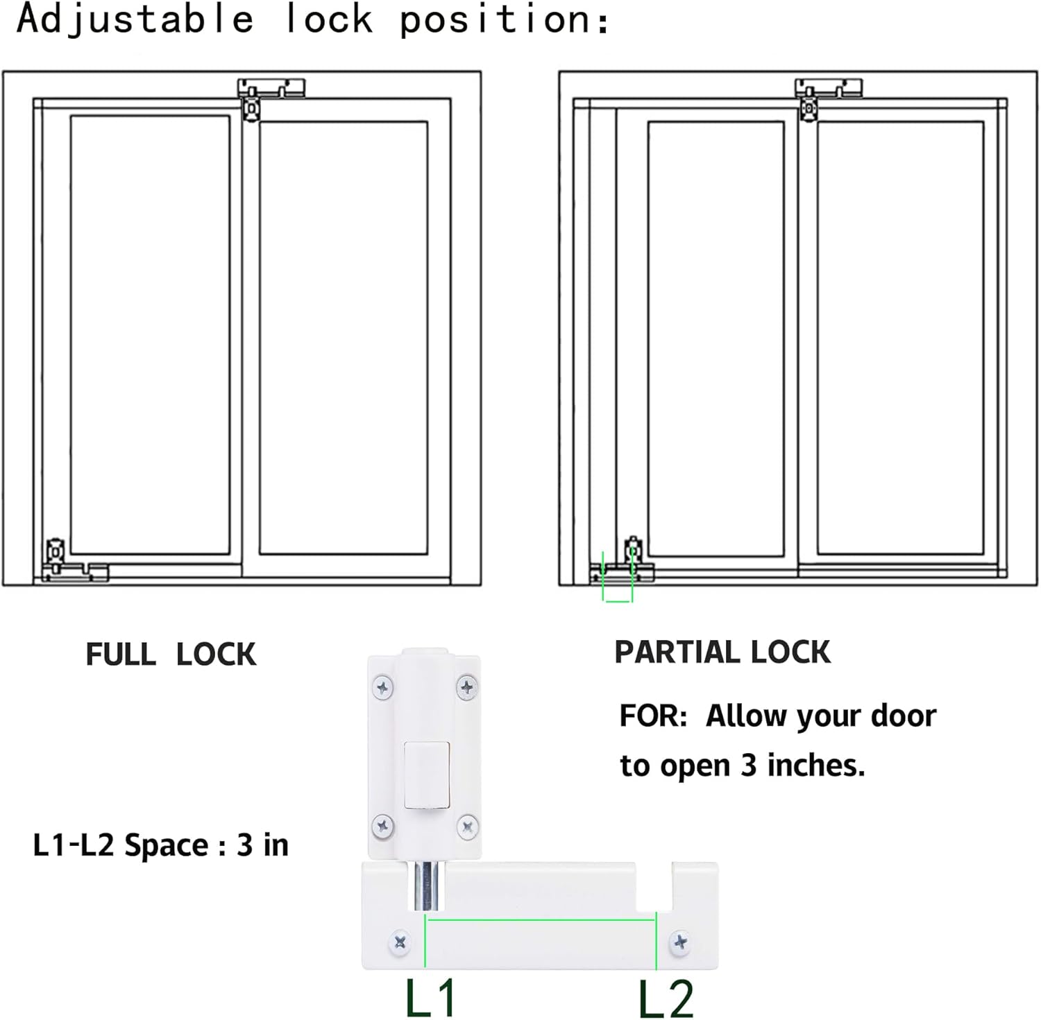 Sliding Patio Door Security Foot Lock for Additional Childproofing - Top & Bottom Fits Most Glass Doors & Windows